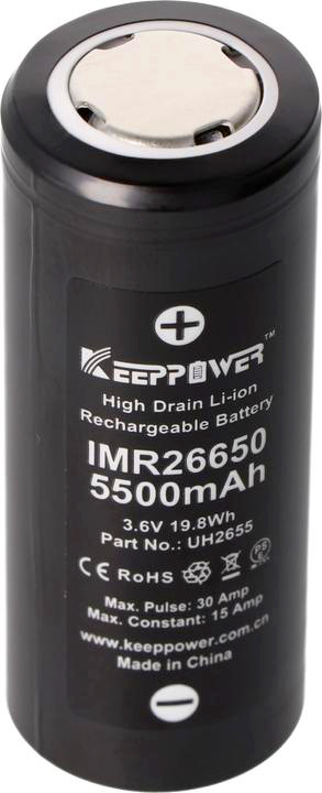 KEEPPOWER 26650 5200mAh ΕΠΑΝΑΦΟΡΤΙΖΟΜΕΝΗ ΜΠΑΤΑΡΙΑ ΛΙΘΙΟΥ